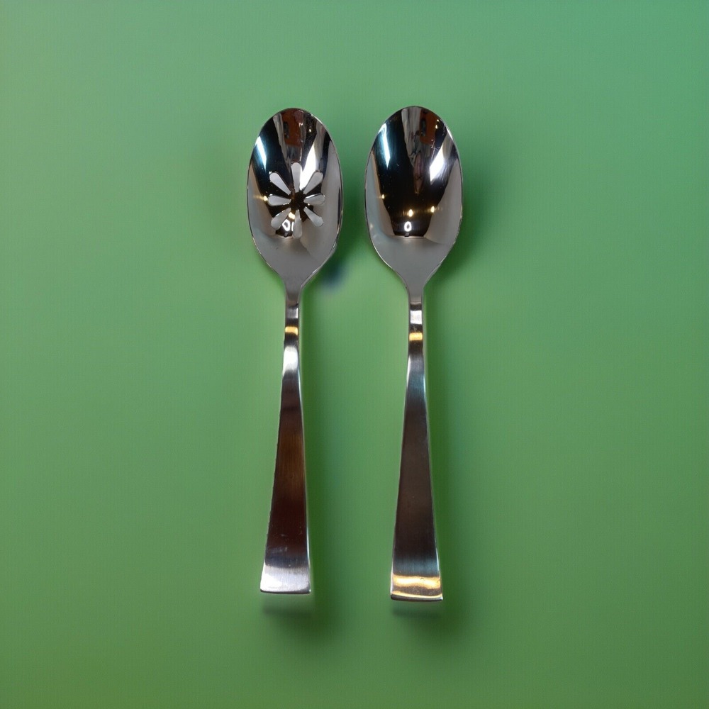 Wallace 9" Serving‎ Spoons Stainless 18/10 Flatware ~ Set Of 2